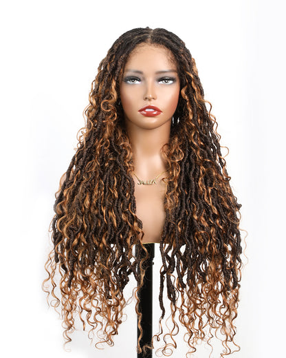 Salon-level Boho Locs HD Full Lace Human Hair Boho Curls 80 Strands 30“ Braided Wig