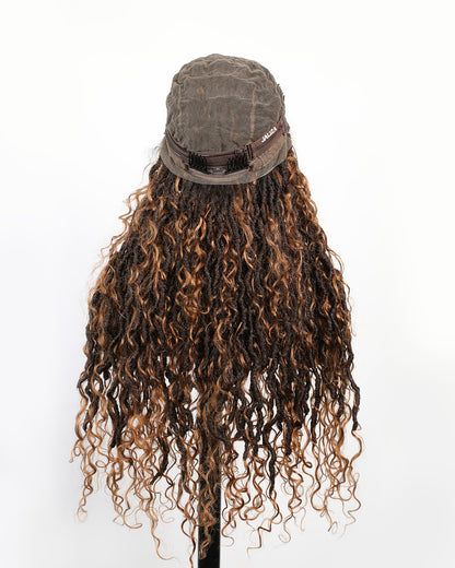 Salon-level Knotless Boho Locs HD Full Lace Human Hair Boho Curls 80 Strands Braided Wig