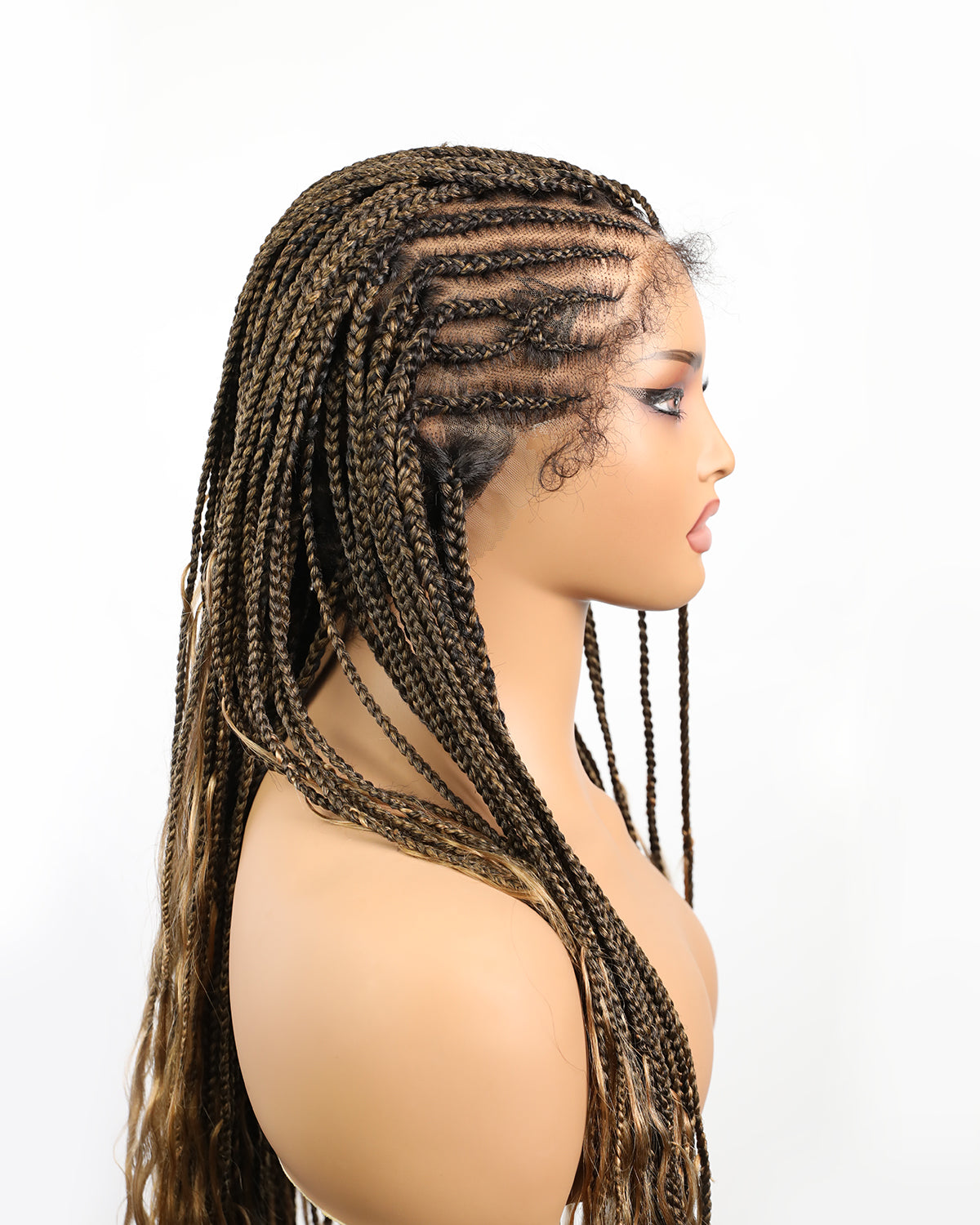 Pre Bleached Human Hair Lace Box Mix Cornrow Human Hair Boho Curls Tangleless Braided Wig 79 Strands