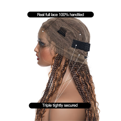 Tangleless Full Lace Boho Box Braided Wig 86 Strands Ombre Brown