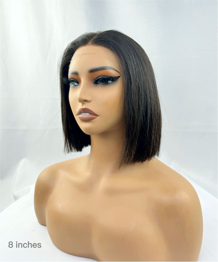 Bone Straight Glueless Virgin Hair Pre-Bleached Invisible Knots HD Lace Front Bob Wig