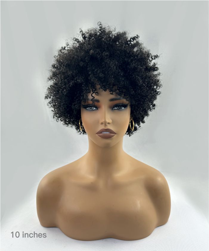 Glueless Human Hair Bob Afro Curly Wig