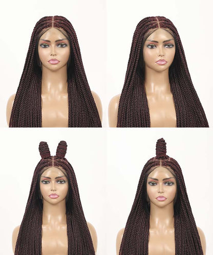 Fancivivi Small Knotless Box Braids Triangle Over Hip-Length 36" Full Hand Tied Lace Braided Wig