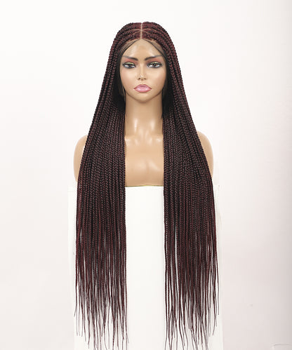 Fancivivi Small Knotless Box Braids 102 Strands Triangle Base Over Hip-Length 36" Full Hand Tied Lace Braided Wig