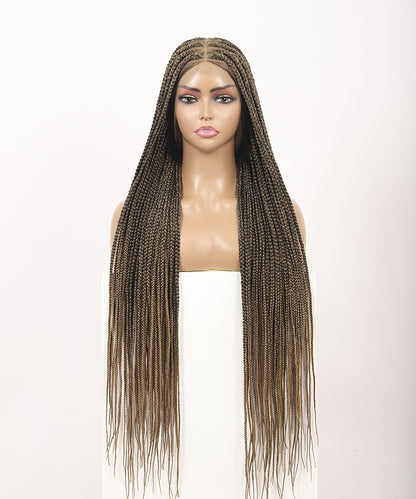 Fancivivi Small Knotless Box Braids Triangle Over Hip-Length 36" Full Hand Tied Lace Braided Wig