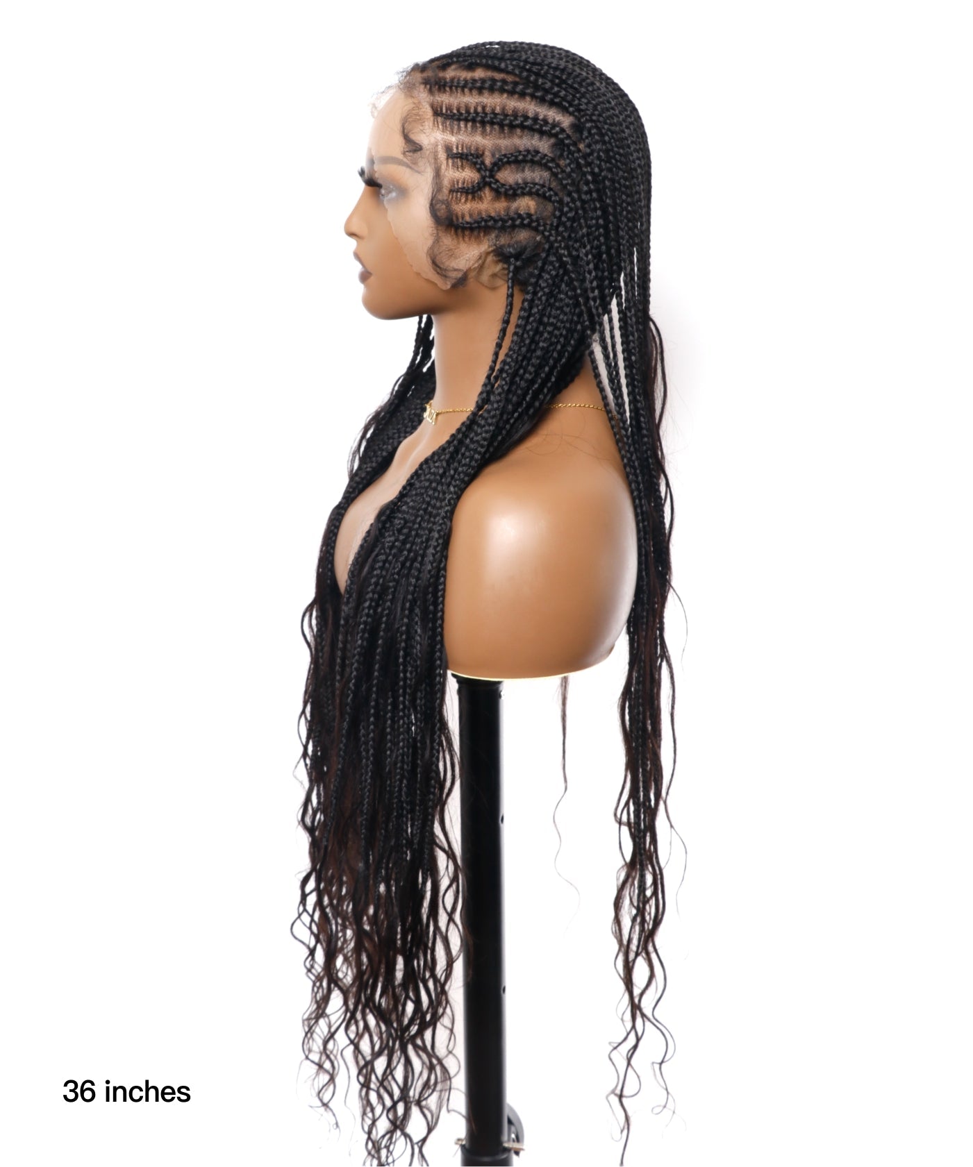 Pre Bleached Human Hair Lace Box Mix Cornrow Human Hair Boho Curls Tangleless Braided Wig 79 Strands