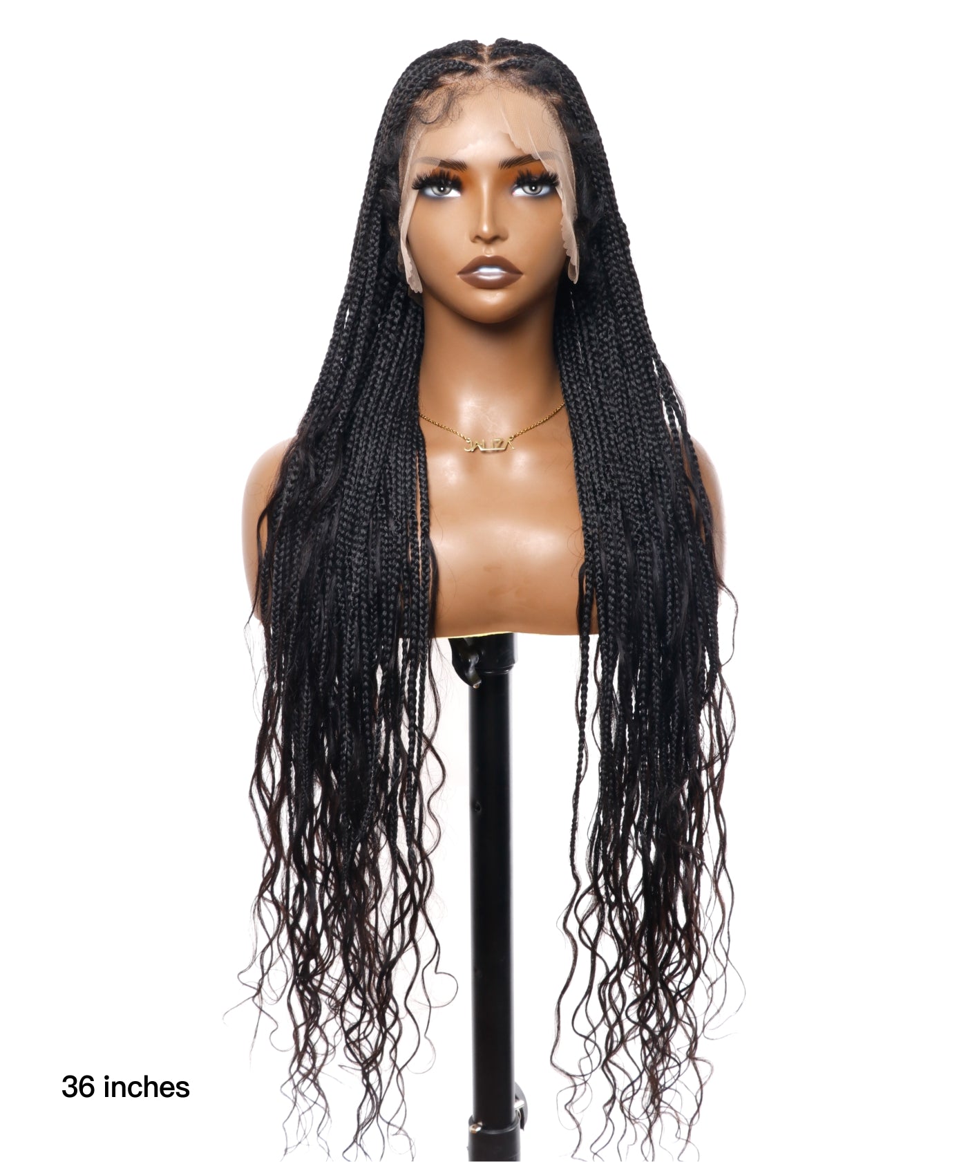 Pre Bleached Human Hair Lace Box Mix Cornrow Human Hair Boho Curls Tangleless Braided Wig 79 Strands