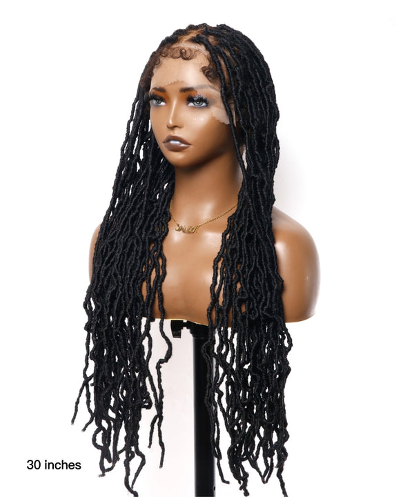 Pre Bleached Locs Braided Wig 30“ 65 Strands - Human Baby Hair