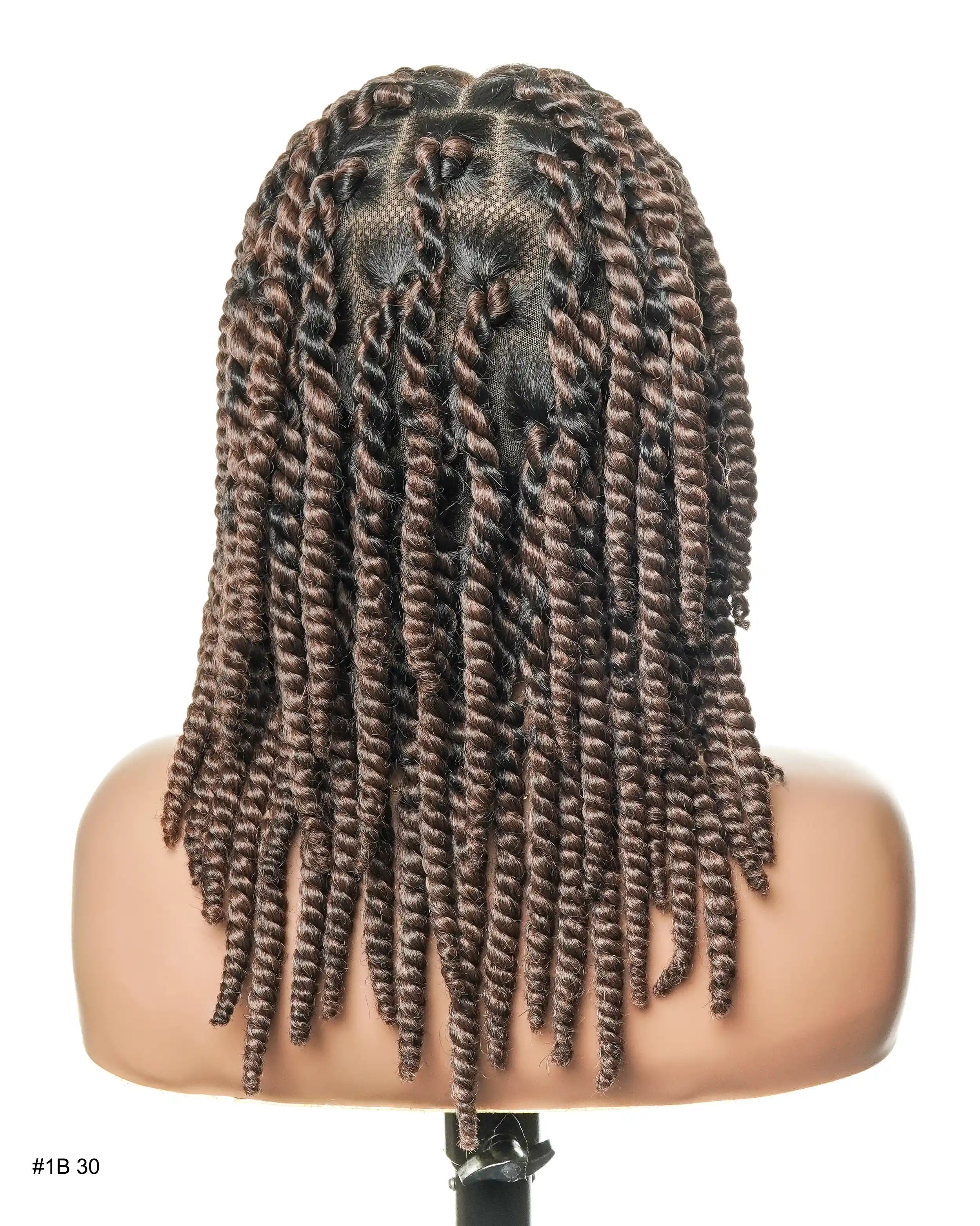 14" Jumbo Twist Pre Bleached Human Hair Lace Base HD Full Lace Braided Wig