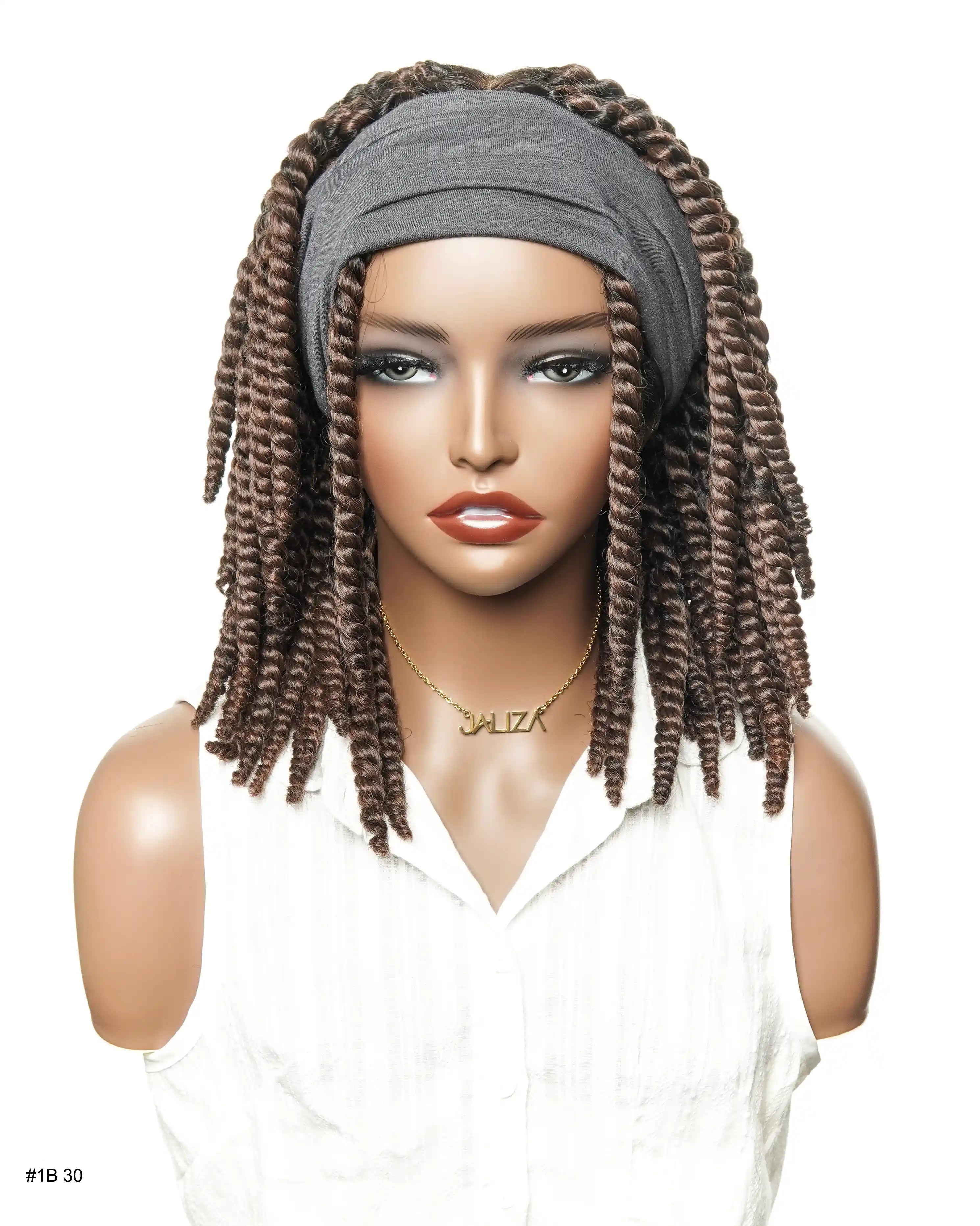 14" Jumbo Twist Pre Bleached Human Hair Lace Base HD Full Lace Braided Wig