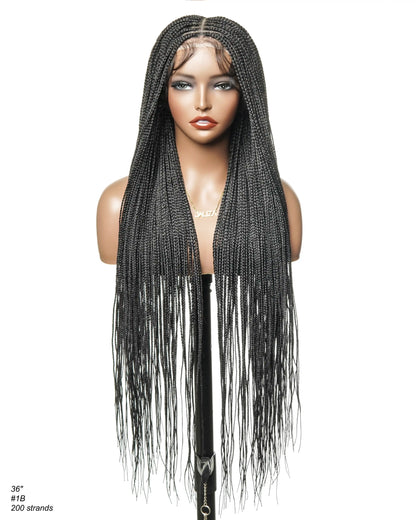 HD Full Lace Knotless Micro Box Braided Wig 36" 200 Strands