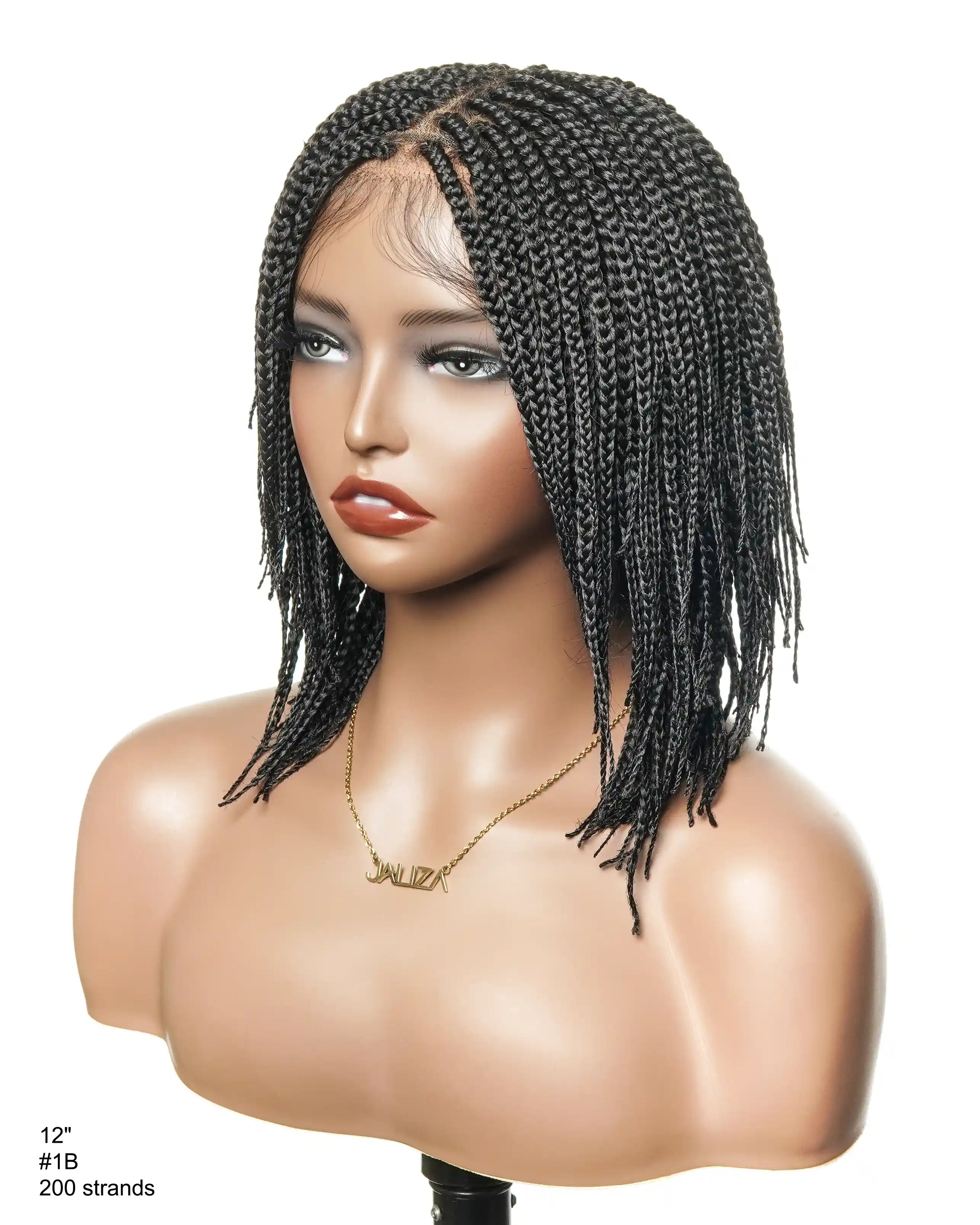 12" Free Part Layered Bob Box Braided Wig (Pre Bleached Human Hair Lace Base)