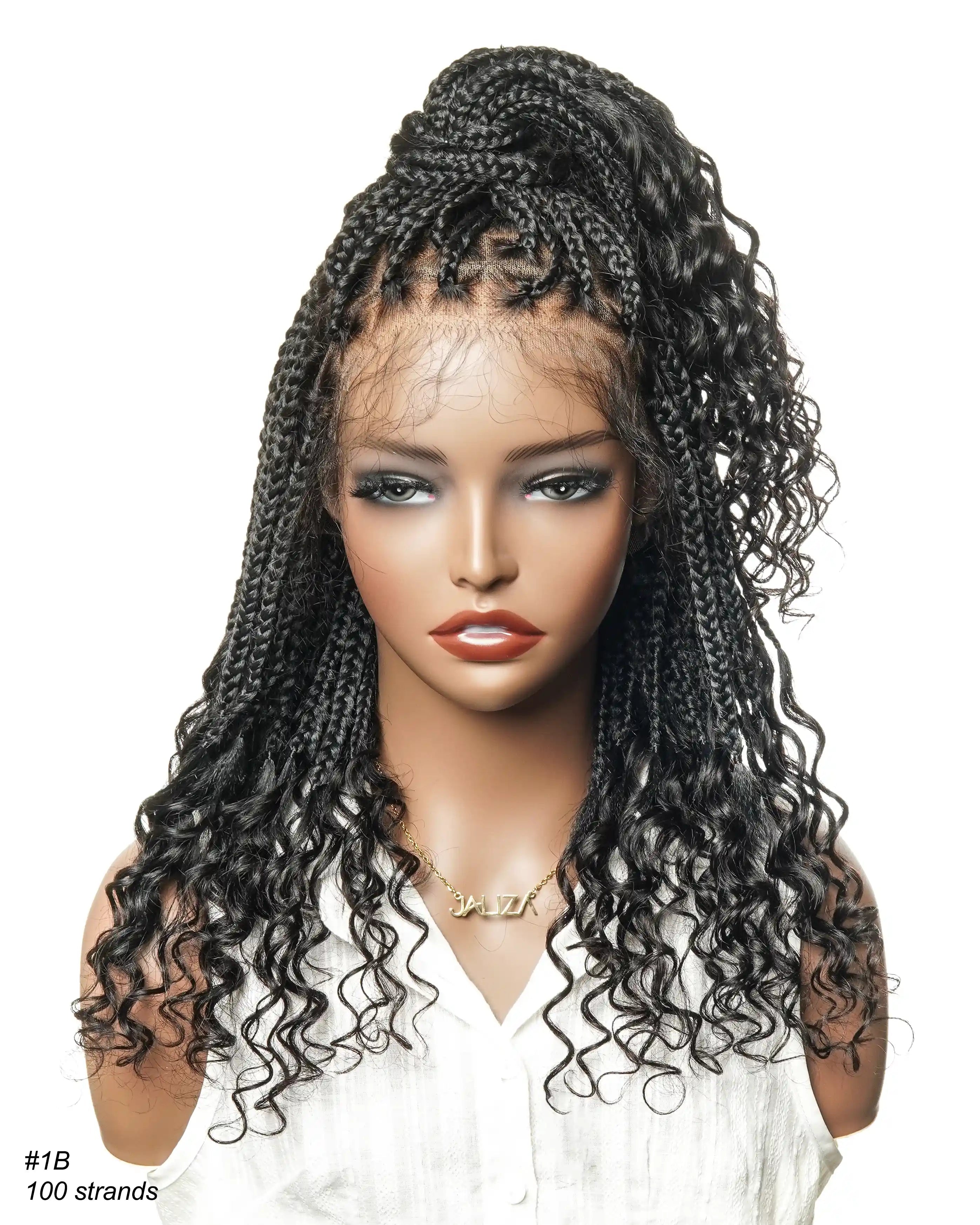 18" Pre Bleached Knotless Box Braided Wig With Curly Ends