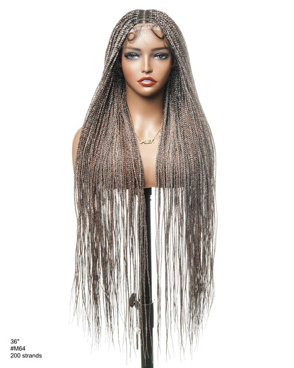 HD Full Lace Knotless Micro Box Braided Wig 36" 200 Strands