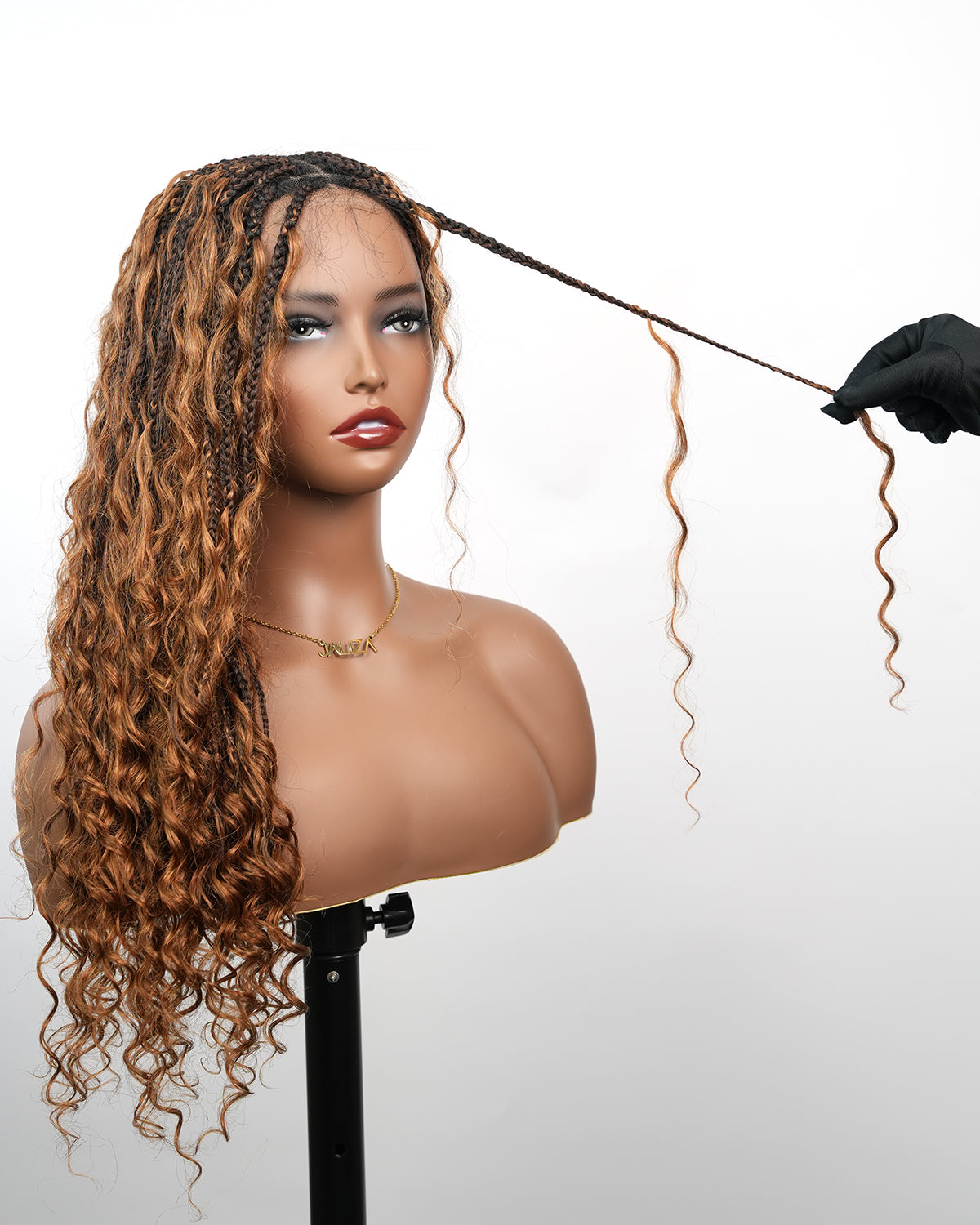 24" HD Lace Lightweight Tangleless Human Hair curls Full Hand Tied Boho Box Braided Wig