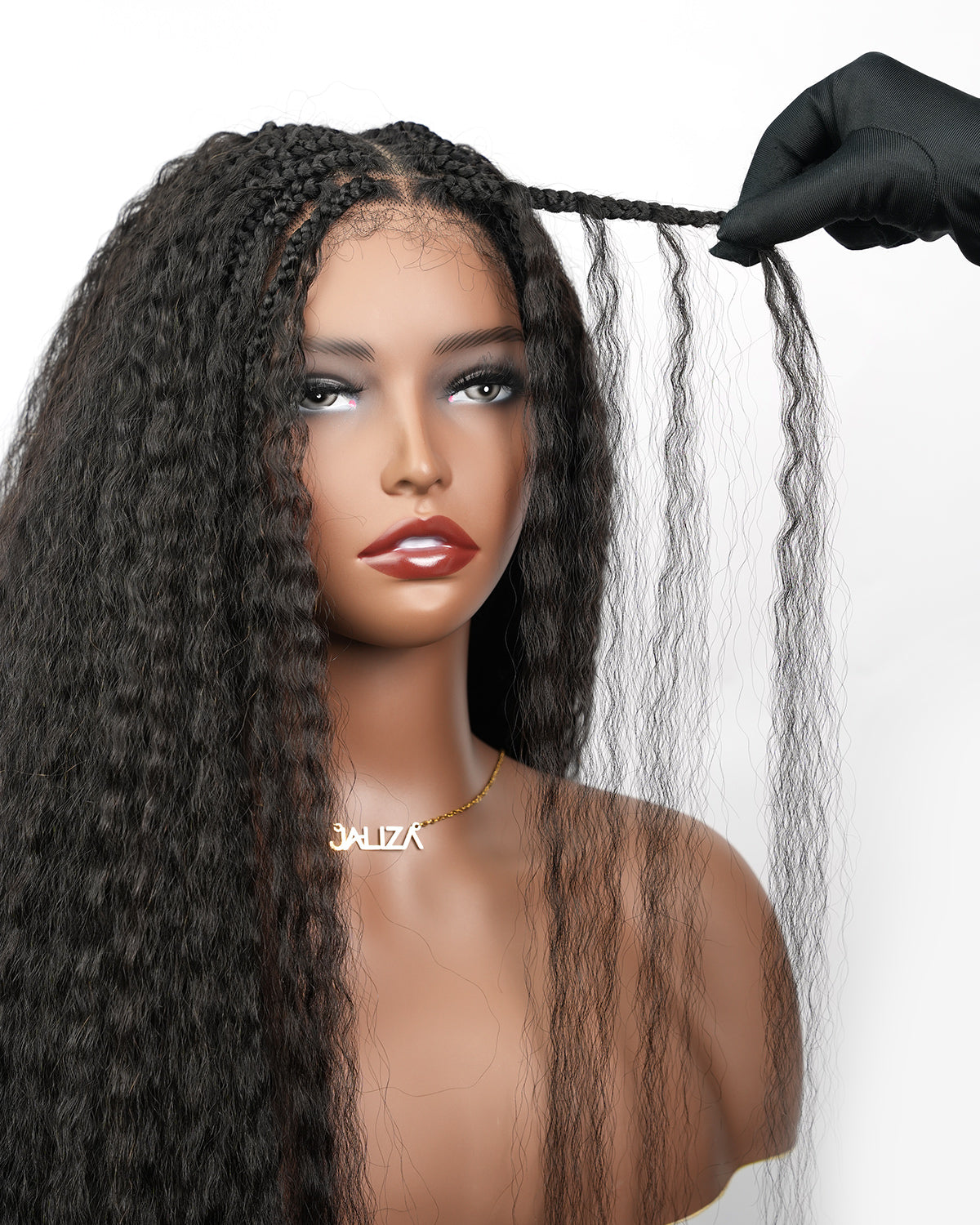 Pre Braided HD Full Lace Virgin Human Hair Ultra Full Kinky Straight 121 Strands 26" Wavy Boho Box Braided Wig