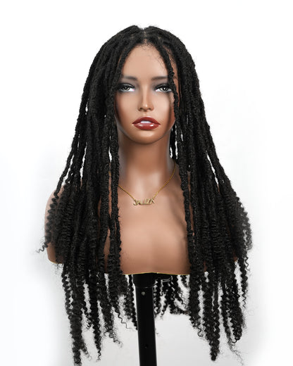 Pre Bleached Human Hair Full Lace Salon-level Knotless 100% Human Hair HD Dreadlock Wig 24“ 80 Strands (Made to order, ships in 1-2 weeks)