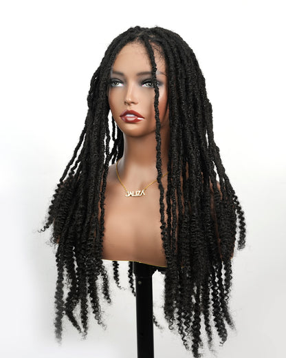 Pre Bleached Human Hair Full Lace Salon-level Knotless 100% Human Hair HD Dreadlock Wig 24“ 80 Strands (Made to order, ships in 1-2 weeks)