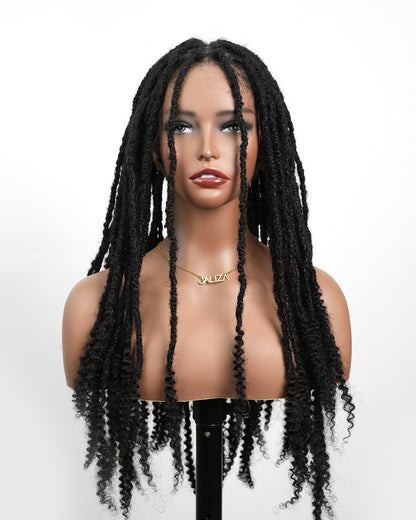 100% Human Hair HD Pre Bleached Full Lace Dreadlock Wig 24“ 80 Strands