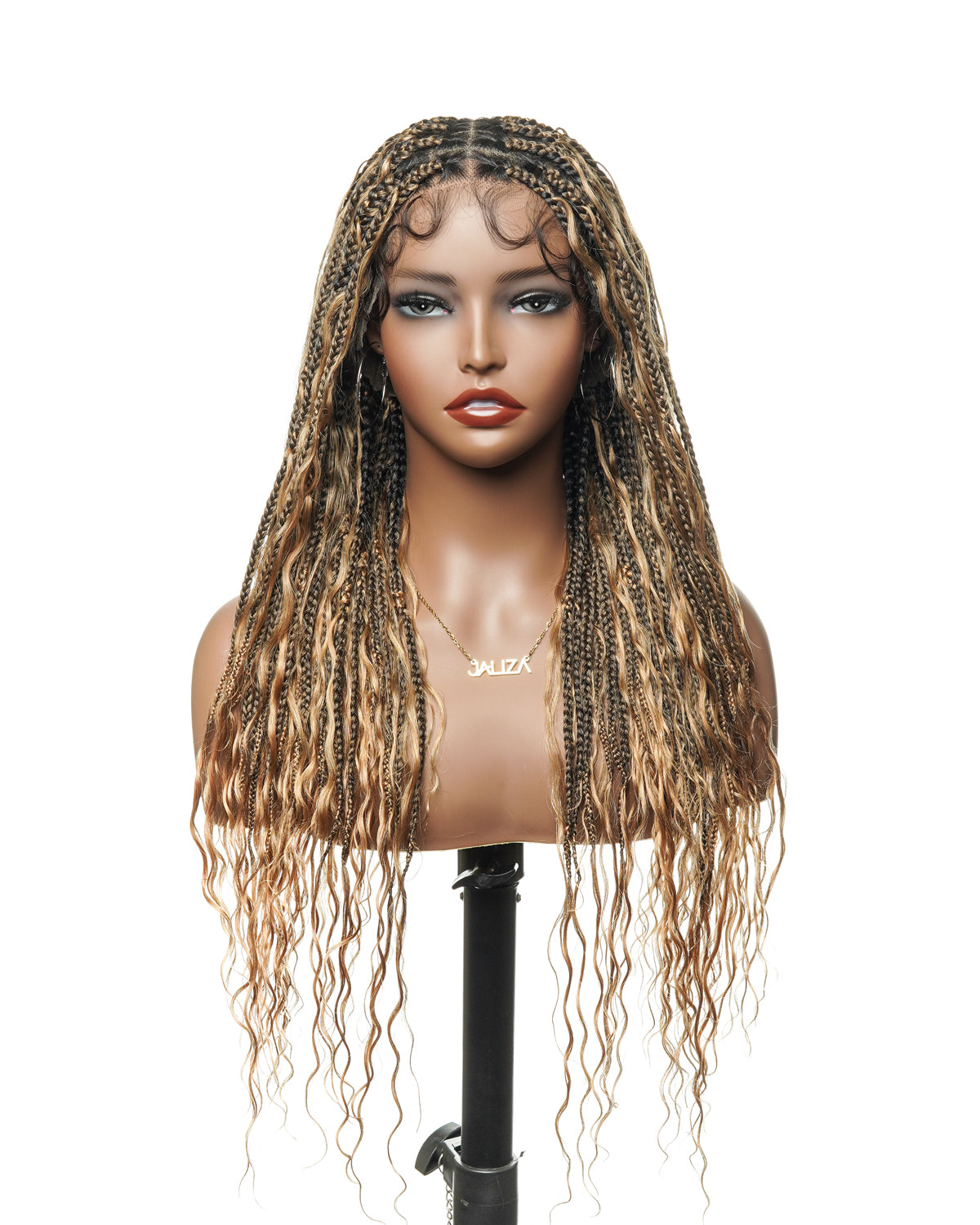 24" HD Lace Lightweight Tangleless Human Hair curls Full Hand Tied Boho Box Braided Wig