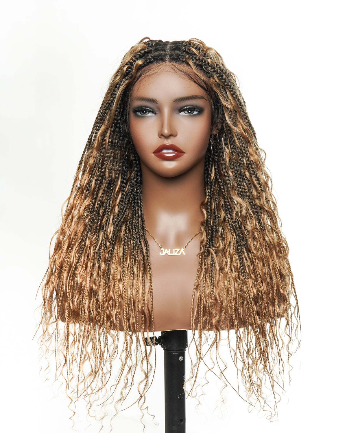 24" Human Hair Curls HD Full Lace Glueless Super Lightweight Boho Box Braided Wig (No Curly End)