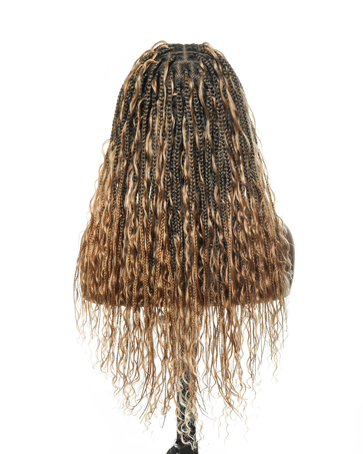 24" Human Hair Curls HD Full Lace Glueless Super Lightweight Boho Box Braided Wig (No Curly End)