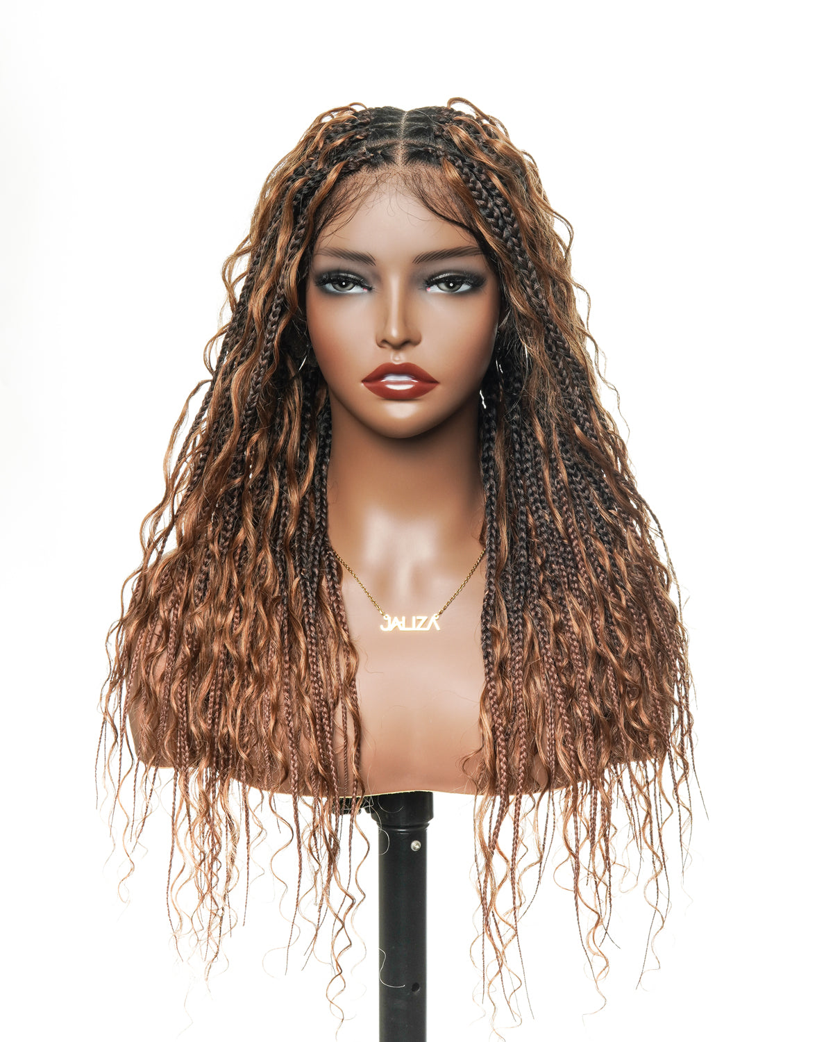 24" Human Hair Curls HD Full Lace Glueless Super Lightweight Boho Box Braided Wig (No Curly End)