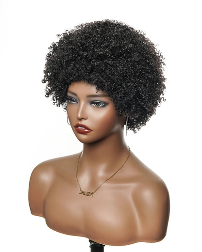 Jaliza Bobrina Perruque de cheveux humains sans colle Bob Afro Bouclée