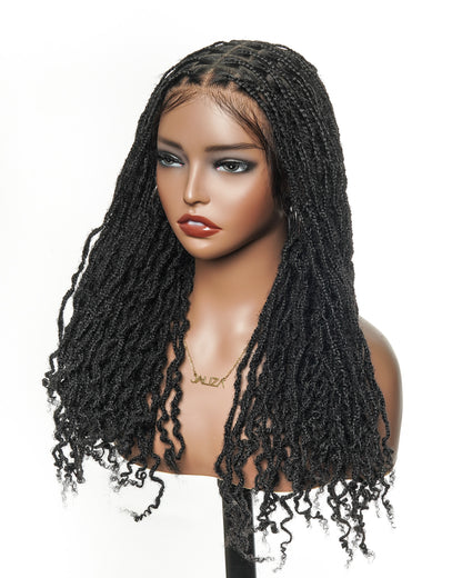 100% Human Hair Pre Bleached Human Hair HD Full Lace Salon-level Knotless Locs Braided Wig 20" (Made to order, ships in 1-2 weeks)