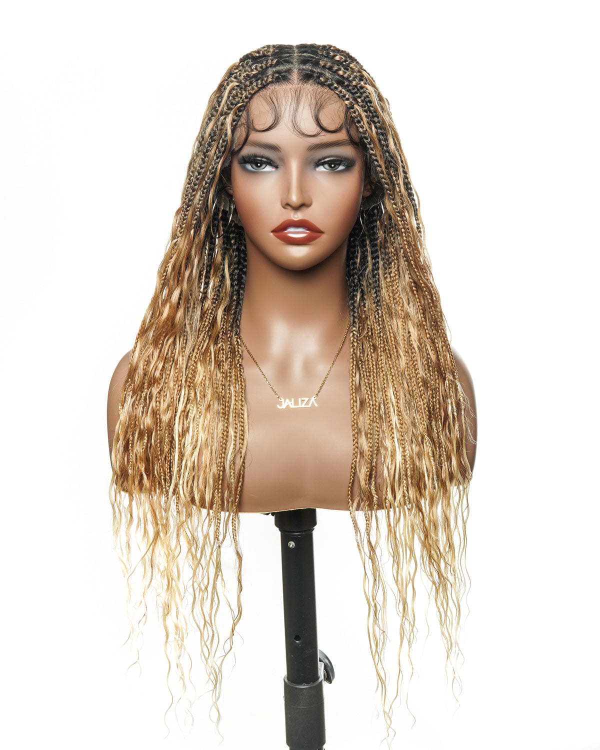 24" HD Full Lace Lightweight Human Hair Curls Boho Box Braided Wig