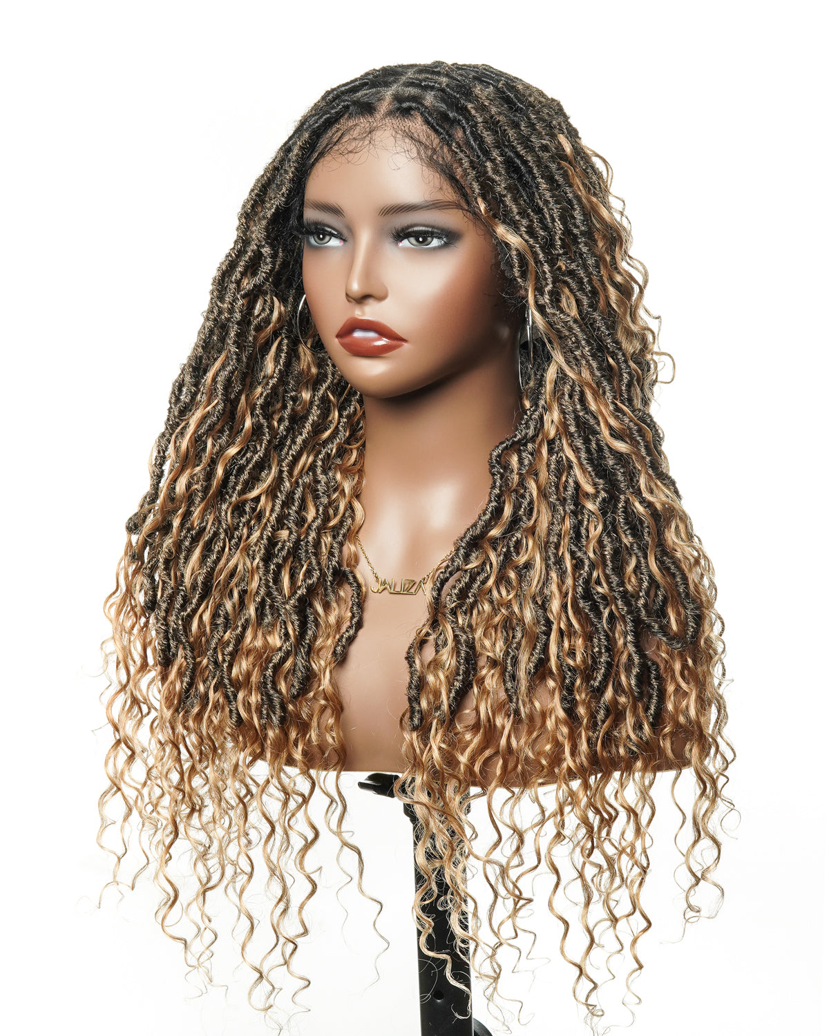 Salon-level Boho Locs HD Full Lace Human Hair Boho Curls 80 Strands Braided Wig