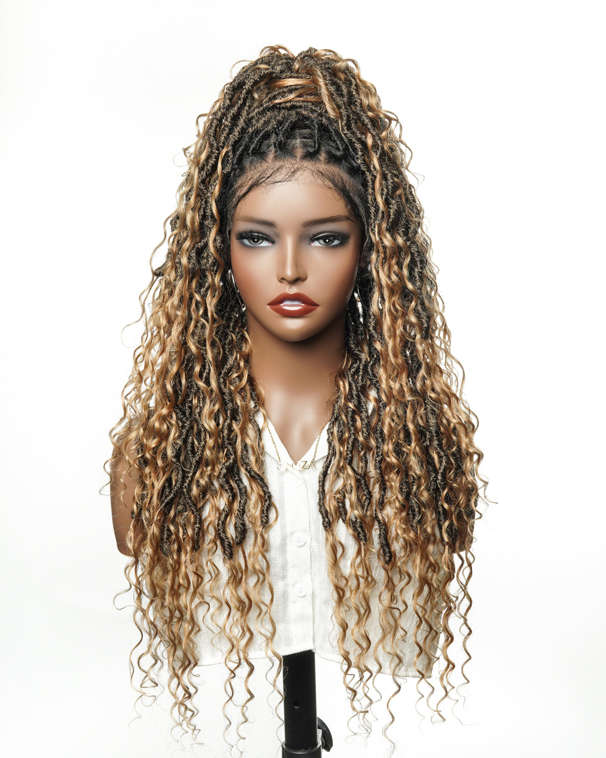 Salon-level Boho Locs HD Full Lace Human Hair Boho Curls 80 Strands Braided Wig