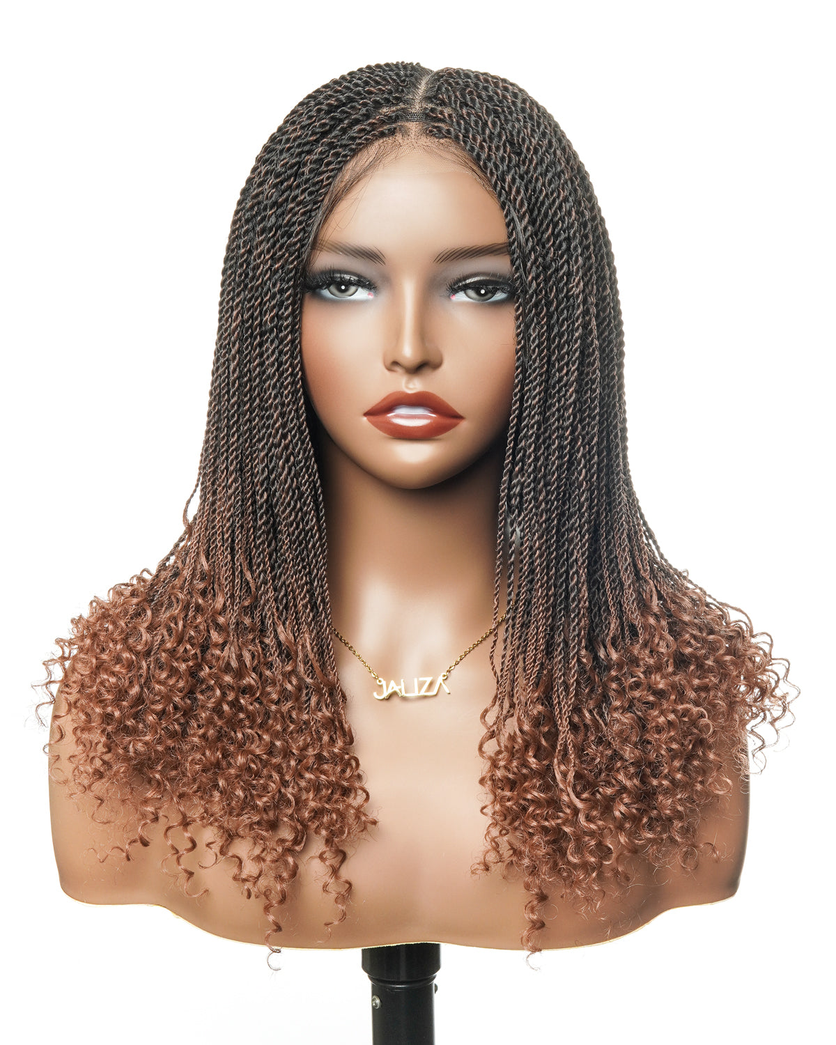 Mini Twist Braided Wig 14" Full Hand-tied HD Lace With Curly Ends - Human Baby Hair