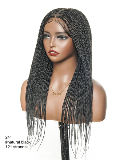 24"  Pre Bleached Human Hair Lace Lightweight Knotless HD Lace Box Braided Wig