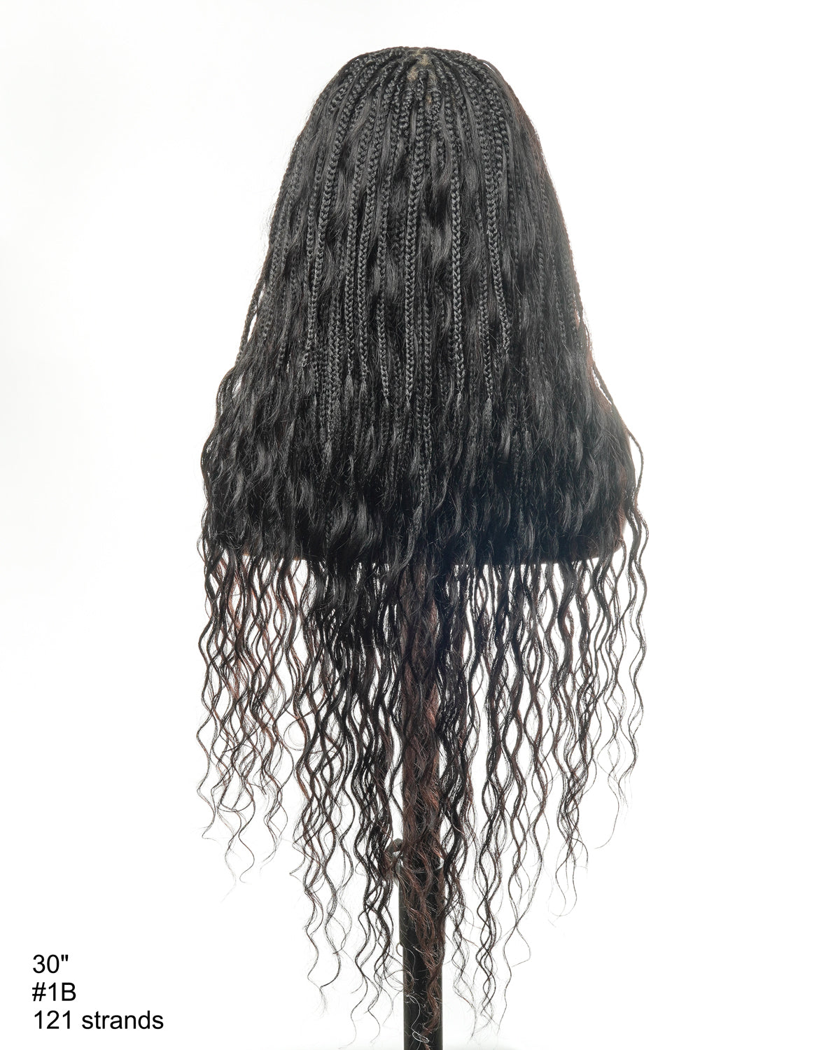 Pre Bleached Human Hair Lace Tangleless 42" High Density Knotless Box Boho Braided Wig 121 Strands - Human Hair Roots & Boho Curls & Baby Hair