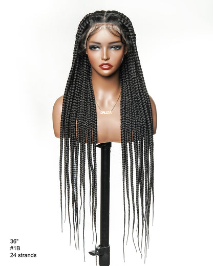 Knotless Jumbo Box HD Lace Full Hand-tied Braided Wig 36/48 Inches 24 Strands - Human Baby Hair