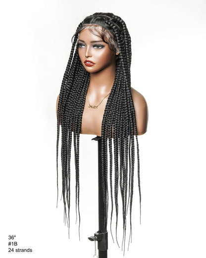 Knotless Jumbo Box HD Lace Full Hand-tied Braided Wig 36/48 Inches 24 Strands - Human Baby Hair