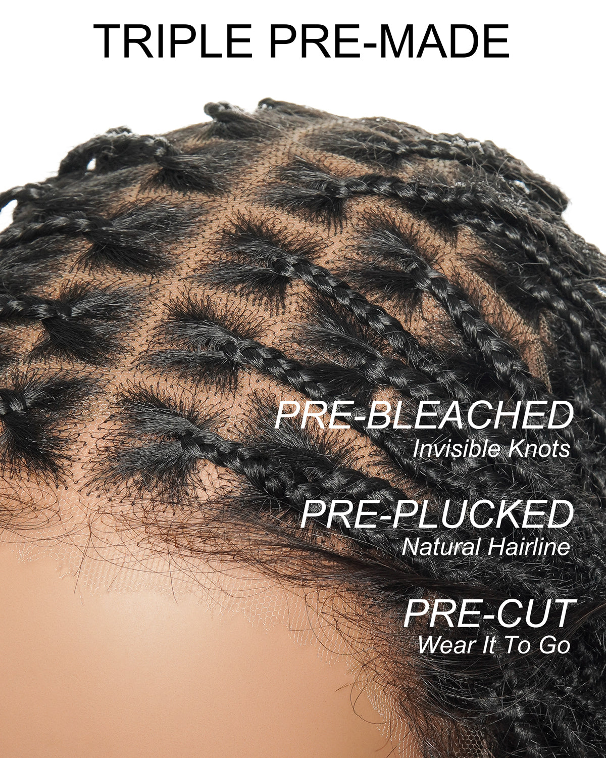 100% Human Hair Pre Bleached Human Hair HD Full Lace Salon-level Knotless Locs Braided Wig 20" (Made to order, ships in 1-2 weeks)