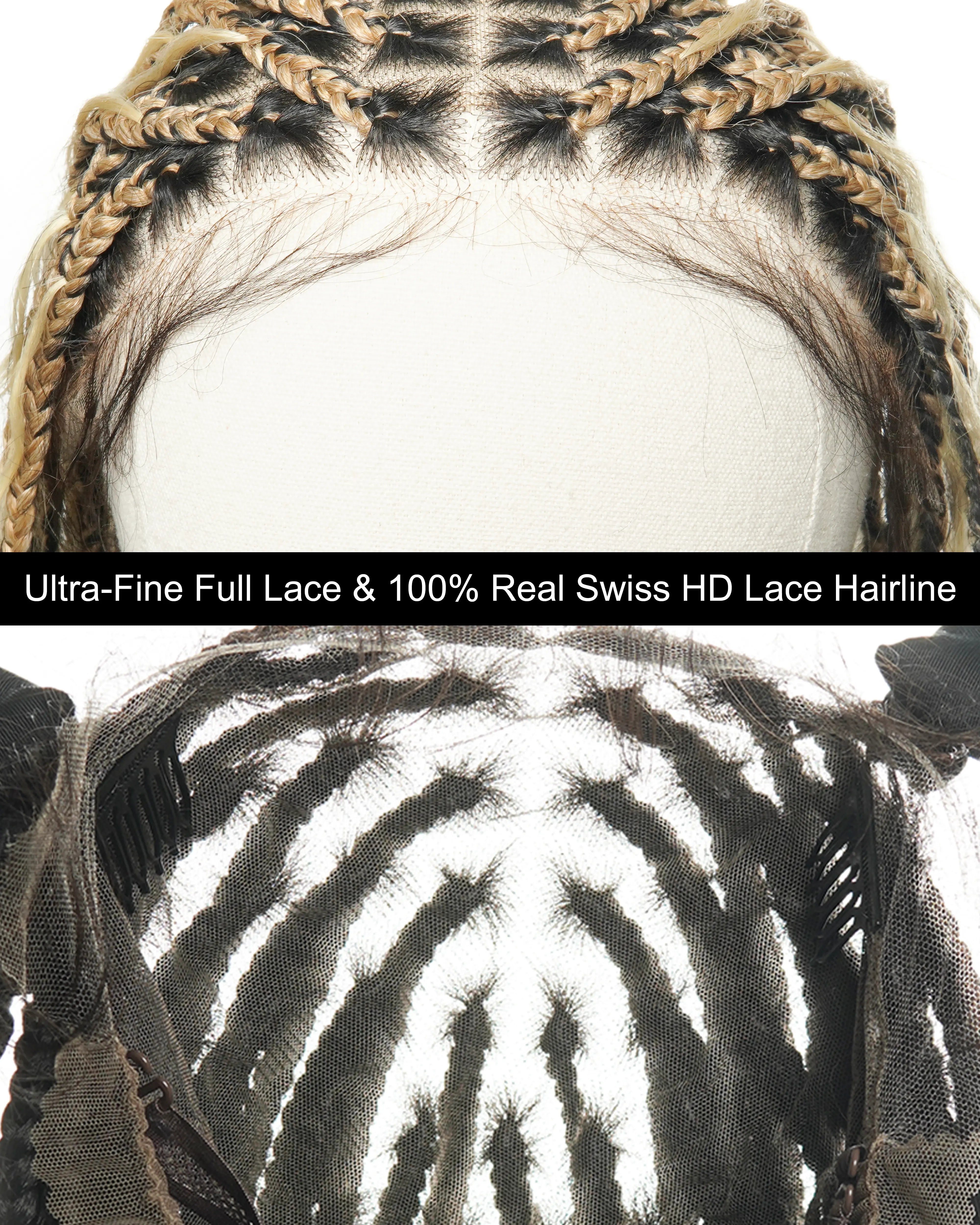 24" HD Full Lace Human Hair Boho Curls Colored Boho Box Braided Wig 100 Strands (Made to order, ships in 1-2 weeks)