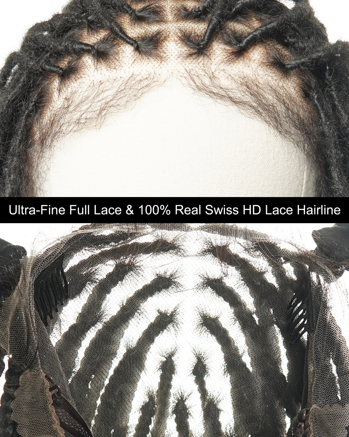 24" Pre Bleached Human Hair Lace HD Faux Locs Wig Salon-level Full Lace 80 Strands(Made to order, ships in 1-2 weeks)