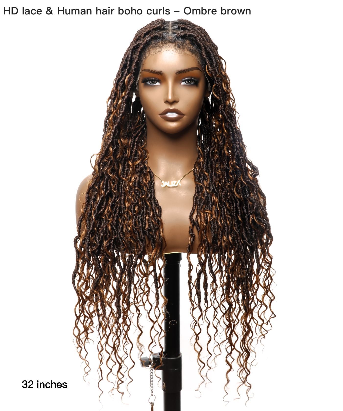 Boho Style Locs Braided Wig Full Hand-tied HD Lace 65 Strands - Human Baby Hair