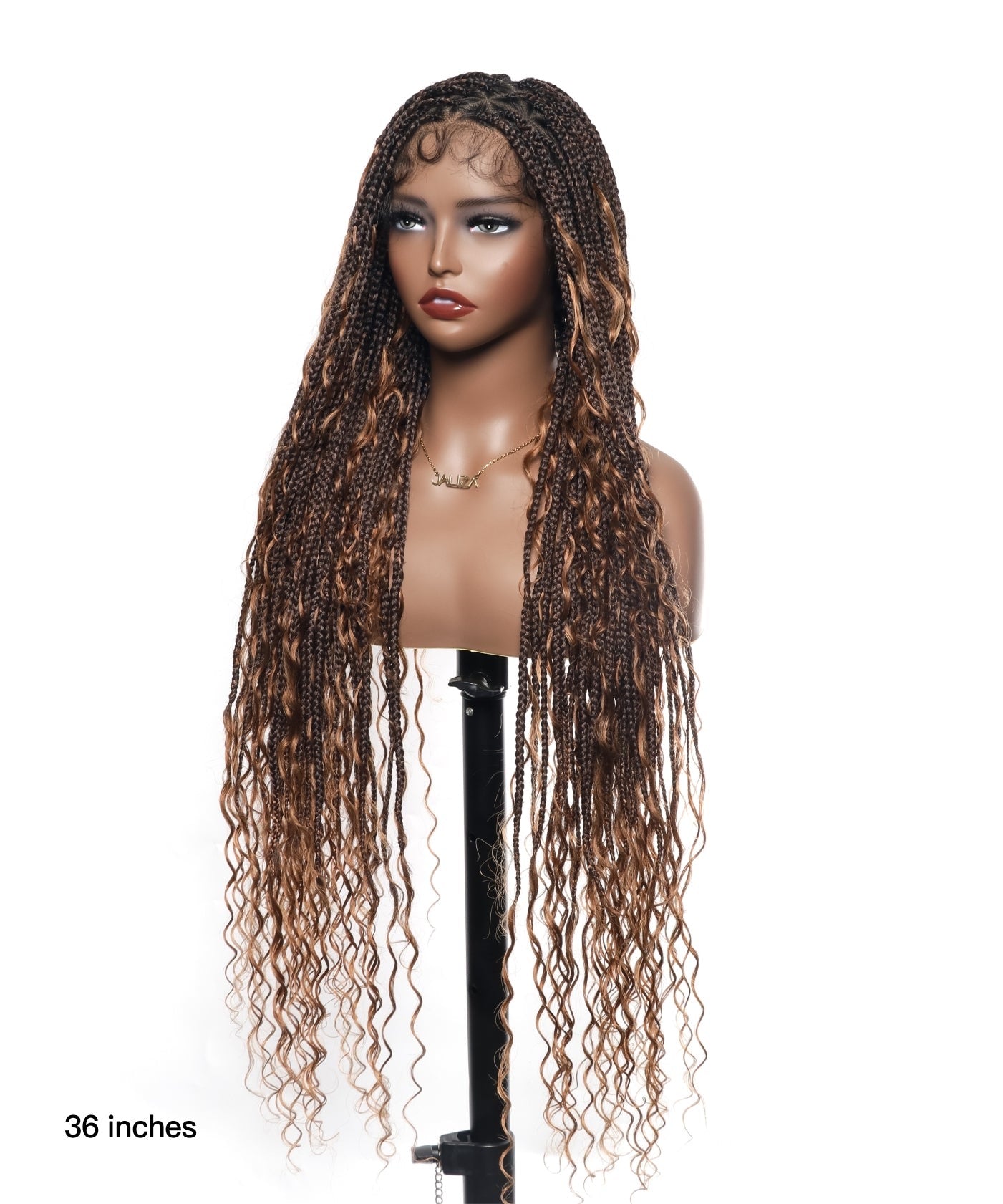 Tangleless Human Hair Boho Curls HD Lace Knotless Box Braided Wig Full Hand-tied - Human Baby Hair