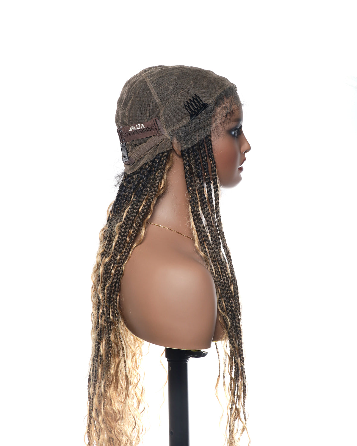 36" Human Hair Boho Curls HD Lace Knotless Box Braided Wig Full Hand-tied - Human Baby Hair