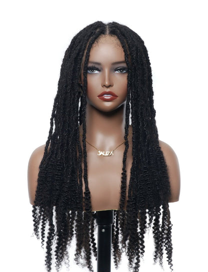 Pre Bleached Human Hair Full Lace Salon-level Knotless 100% Human Hair HD Dreadlock Wig 24“ 80 Strands (Made to order, ships in 1-2 weeks)