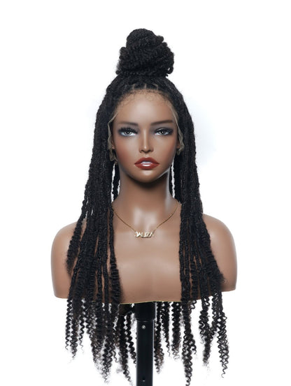 Pre Bleached Human Hair Full Lace Salon-level Knotless 100% Human Hair HD Dreadlock Wig 24“ 80 Strands (Made to order, ships in 1-2 weeks)