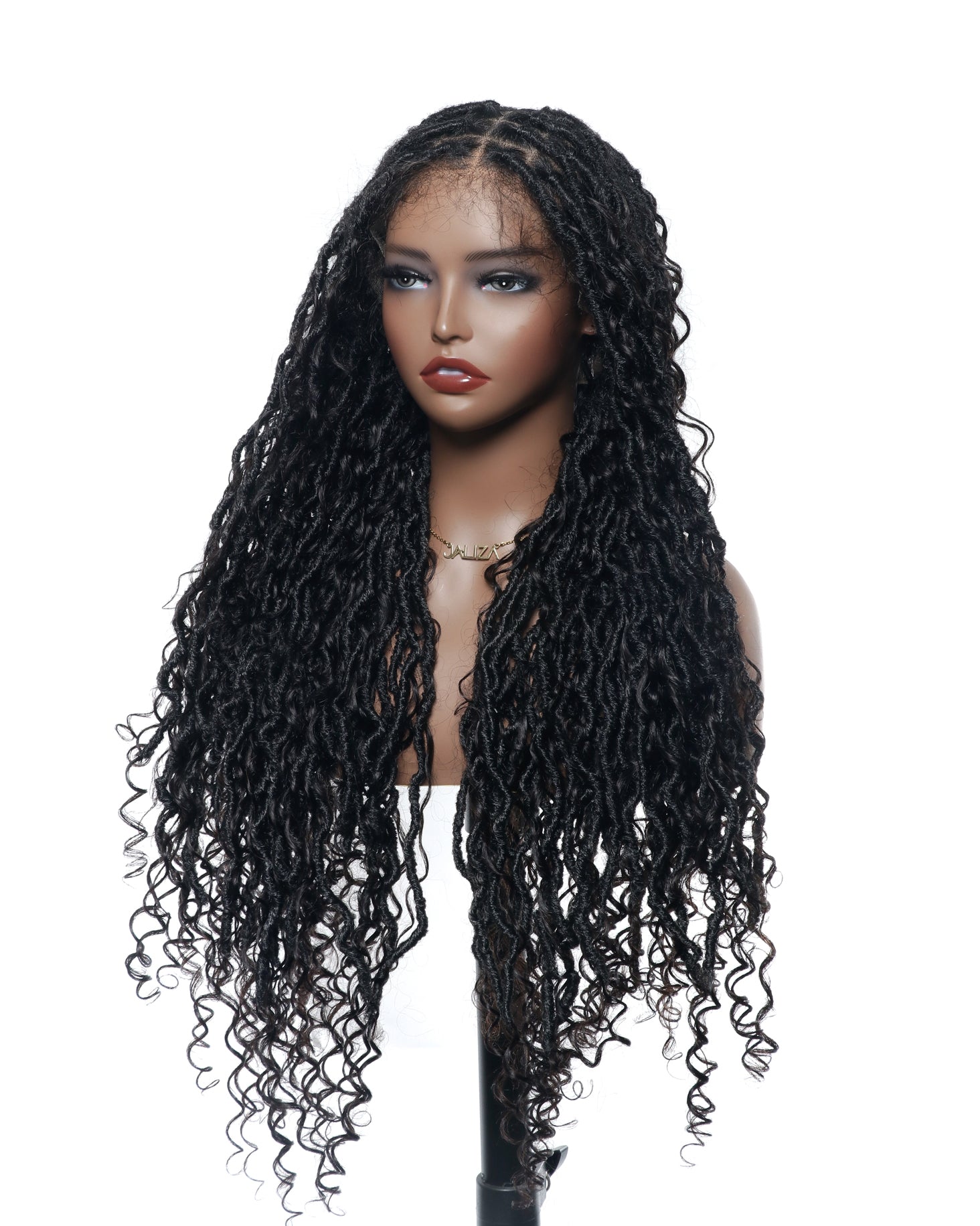 Salon-level Knotless Boho Locs HD Full Lace Human Hair Boho Curls 80 Strands Braided Wig