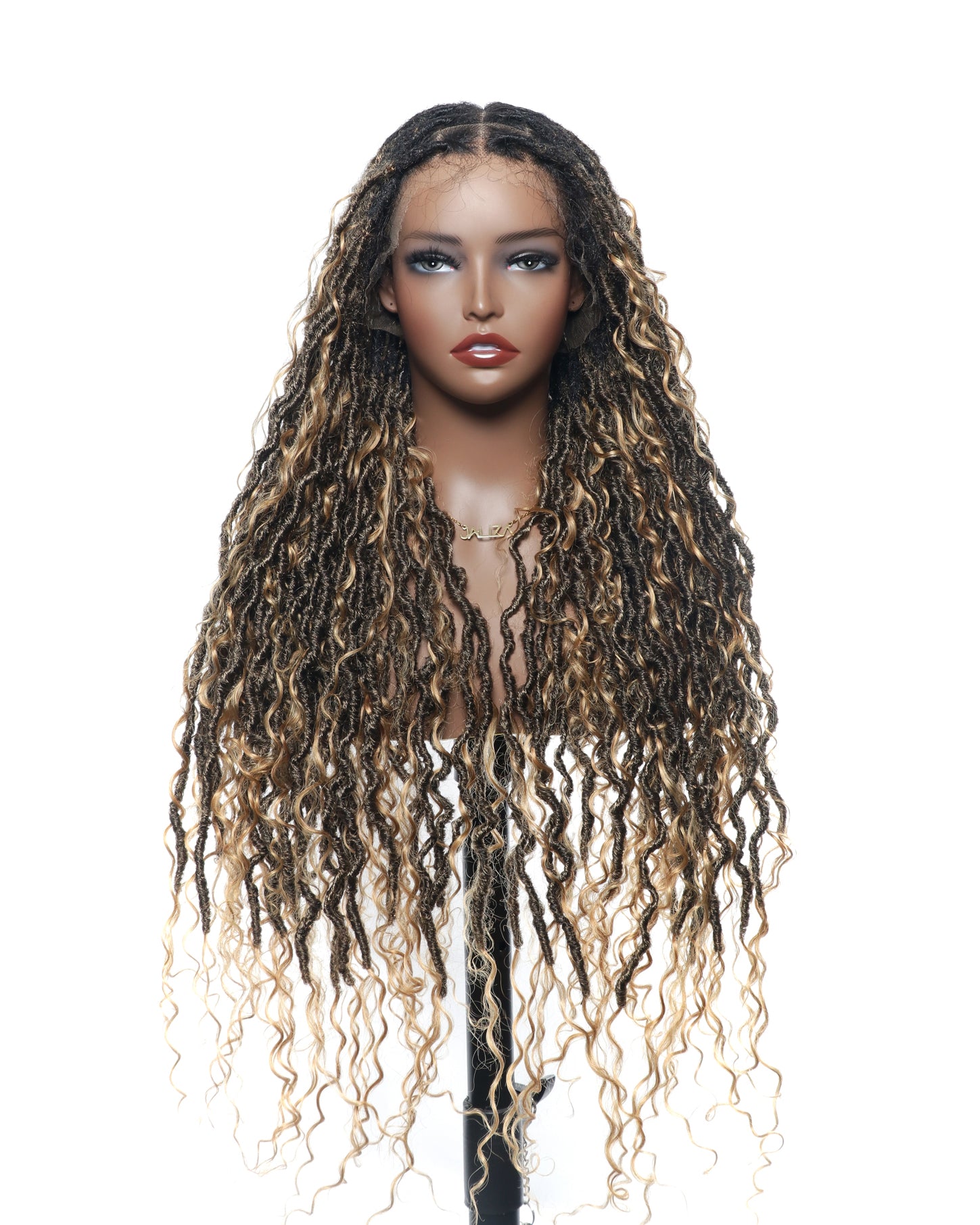 Salon-level Boho Locs HD Full Lace Human Hair Boho Curls 80 Strands 30“ Braided Wig