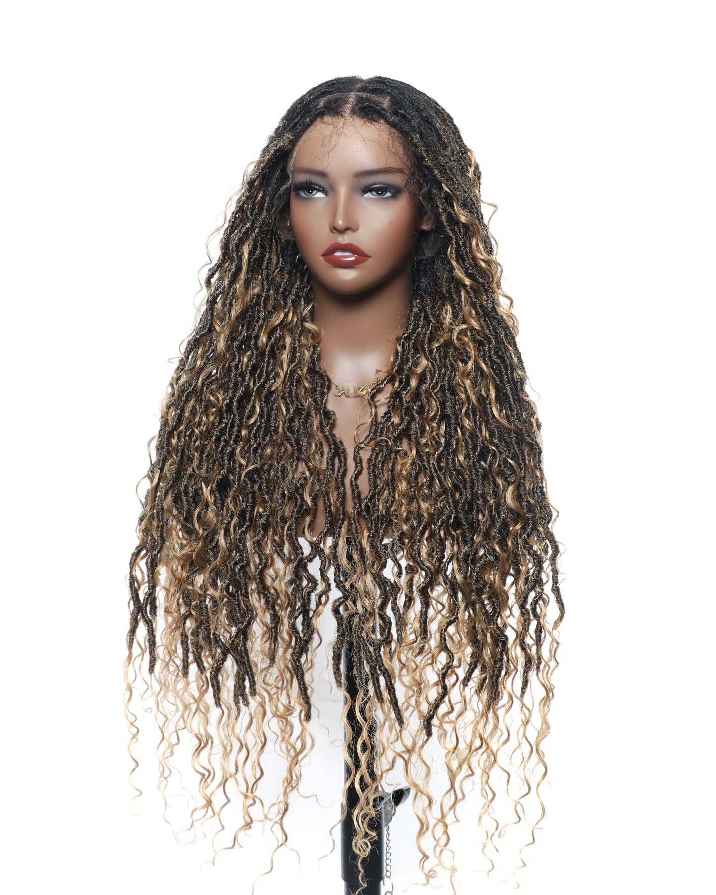 Salon-level Boho Locs HD Full Lace Human Hair Boho Curls 80 Strands 30“ Braided Wig