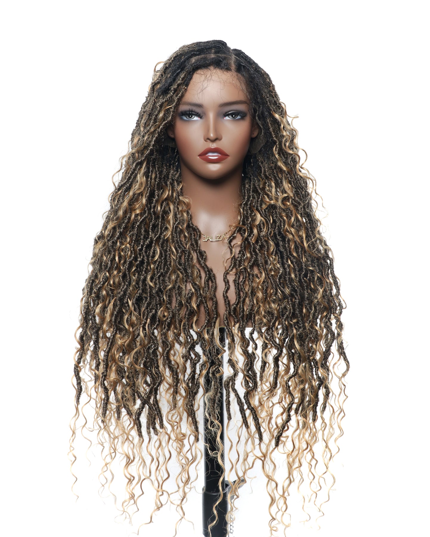 Salon-level Boho Locs HD Full Lace Human Hair Boho Curls 80 Strands 30“ Braided Wig