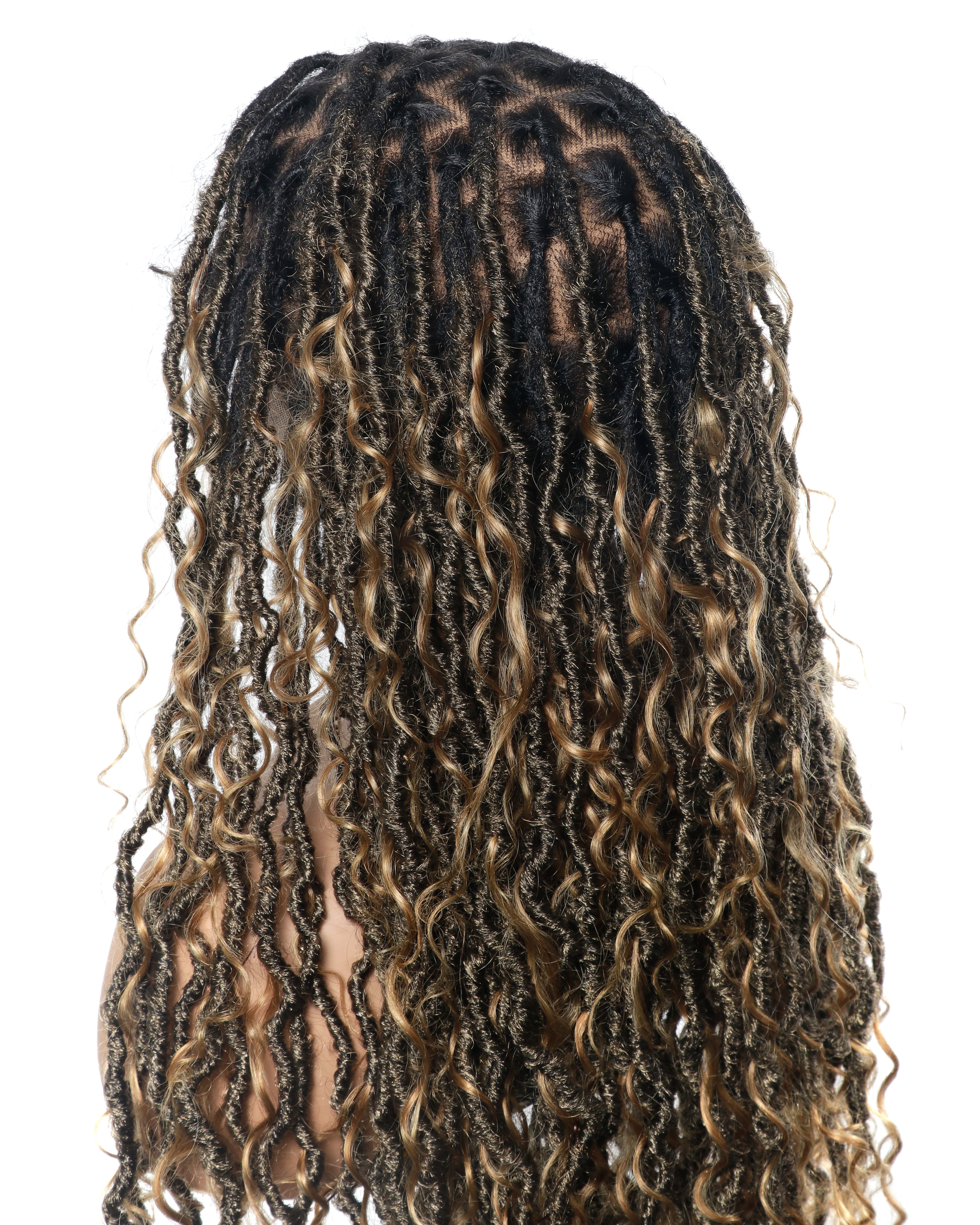 Salon-level Boho Locs HD Full Lace Human Hair Boho Curls 80 Strands 30“ Braided Wig